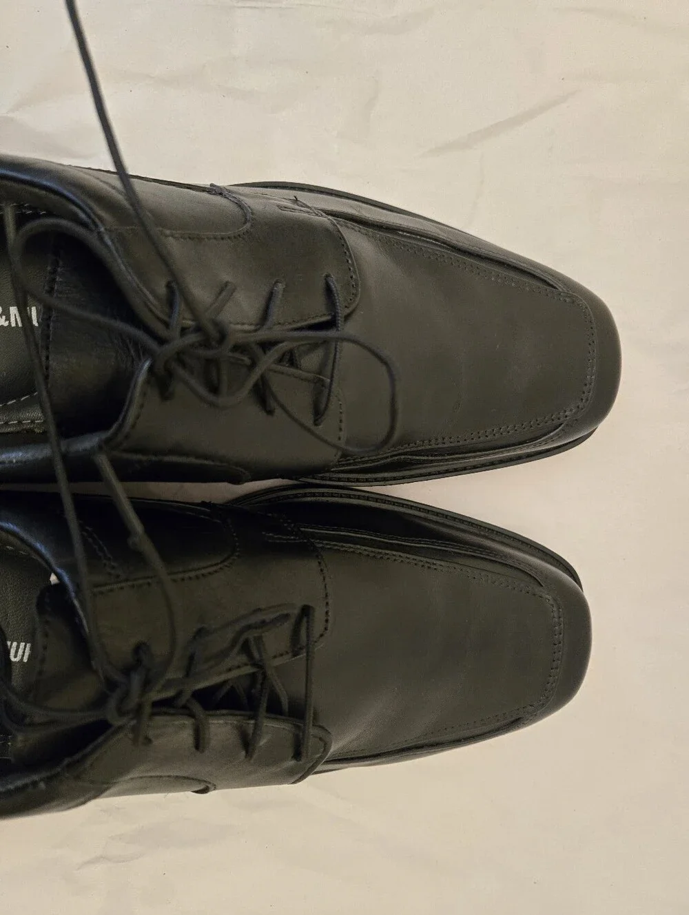 Johnston & Murphy Men's 8.5M Norvell Apron Toe Oxford Dress Shoes Black Leather